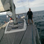 Jacques checking the rigging